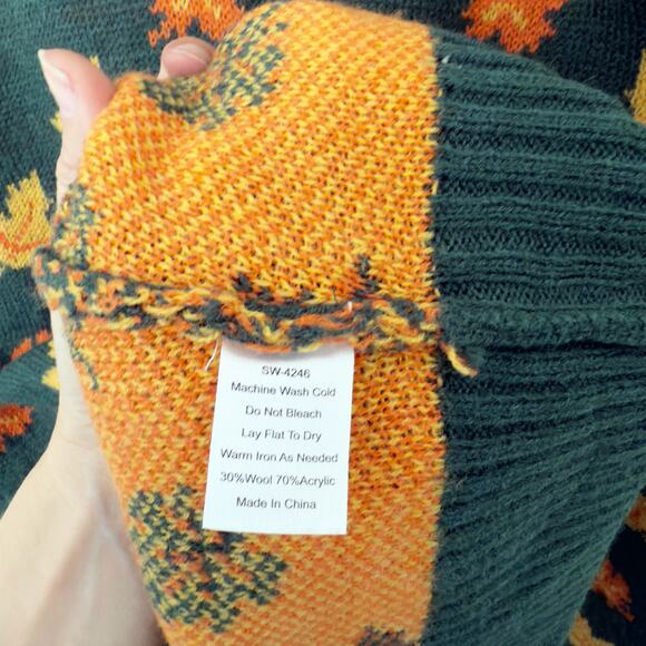 [Kiel James Patrick] Cozy Fall Leaf Wool Blend Crew Neck Sweater Unisex Size XXL - Picture 12 of 12